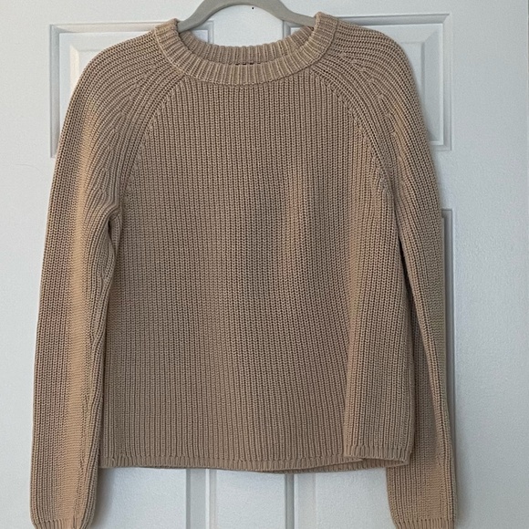 Jenni Kayne Cotton Fisherman Sweater in Oatmeal, Size Small - Picture 2 of 5